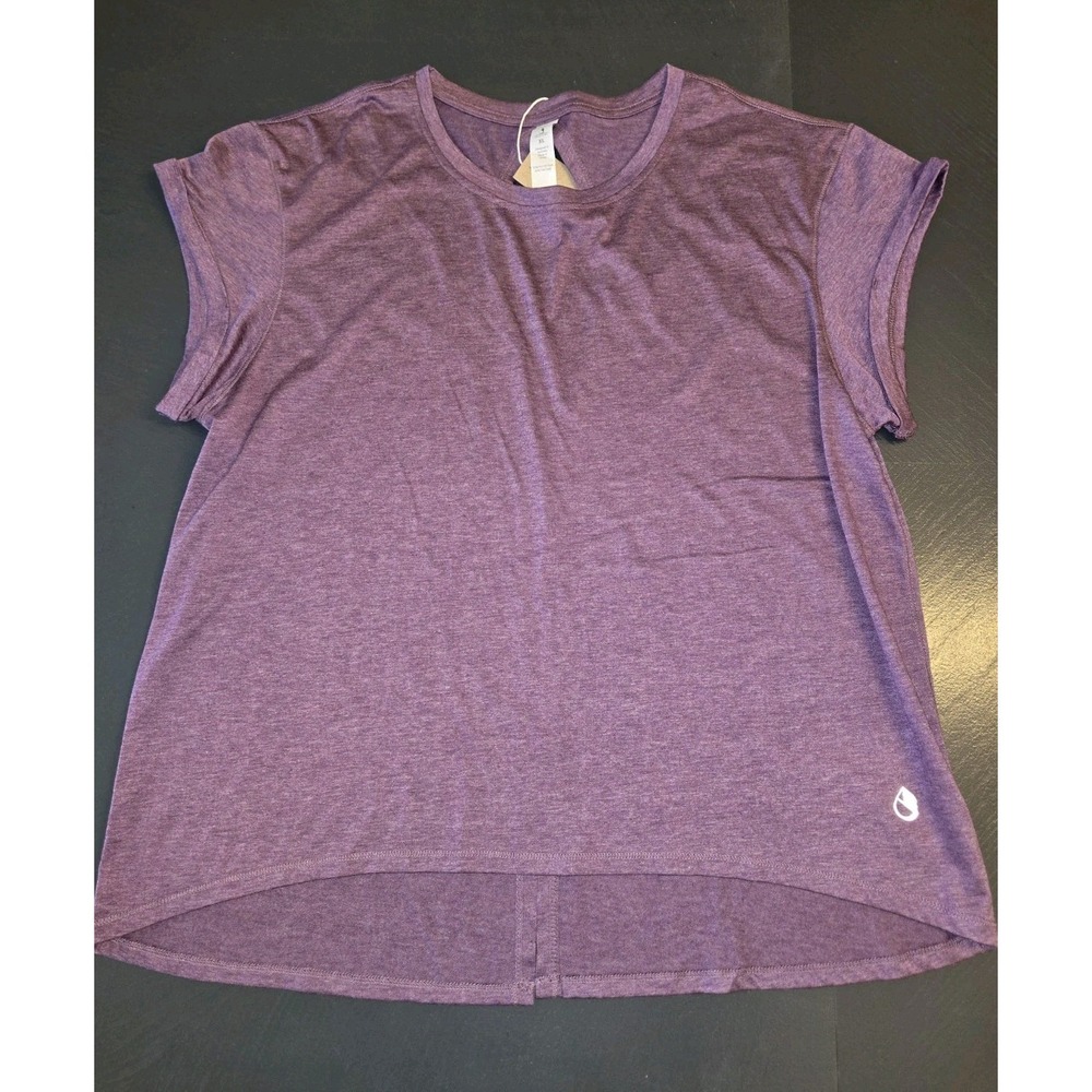 ICYZONE‎ Women's Purple Jersey Crew Neck Short Sleeve T-Shirt XL, 70% Polyester